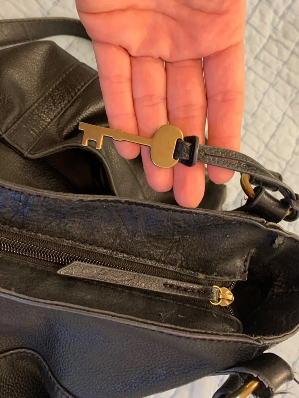 Fossil black leather handbag